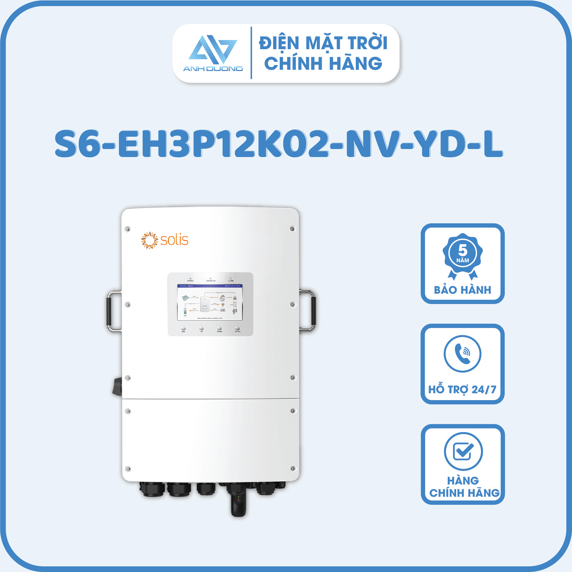 Inverter hybrid Solis S6-EH3P12K02-NV-YD-L - Inverter Hybrid Hùng Việt