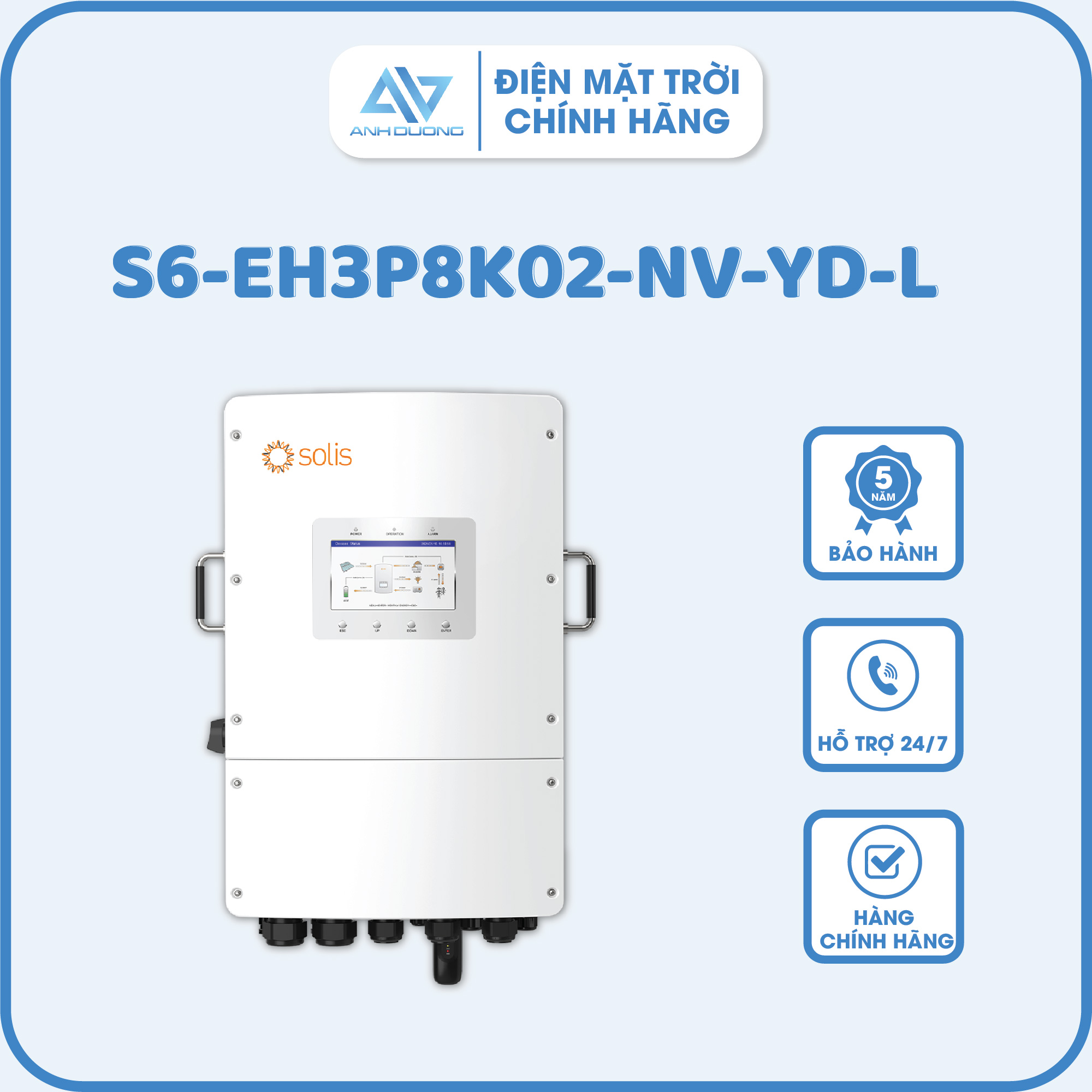 Inverter hybrid Solis S6-EH3P8K02-NV-YD-L - Inverter Hybrid Hùng Việt