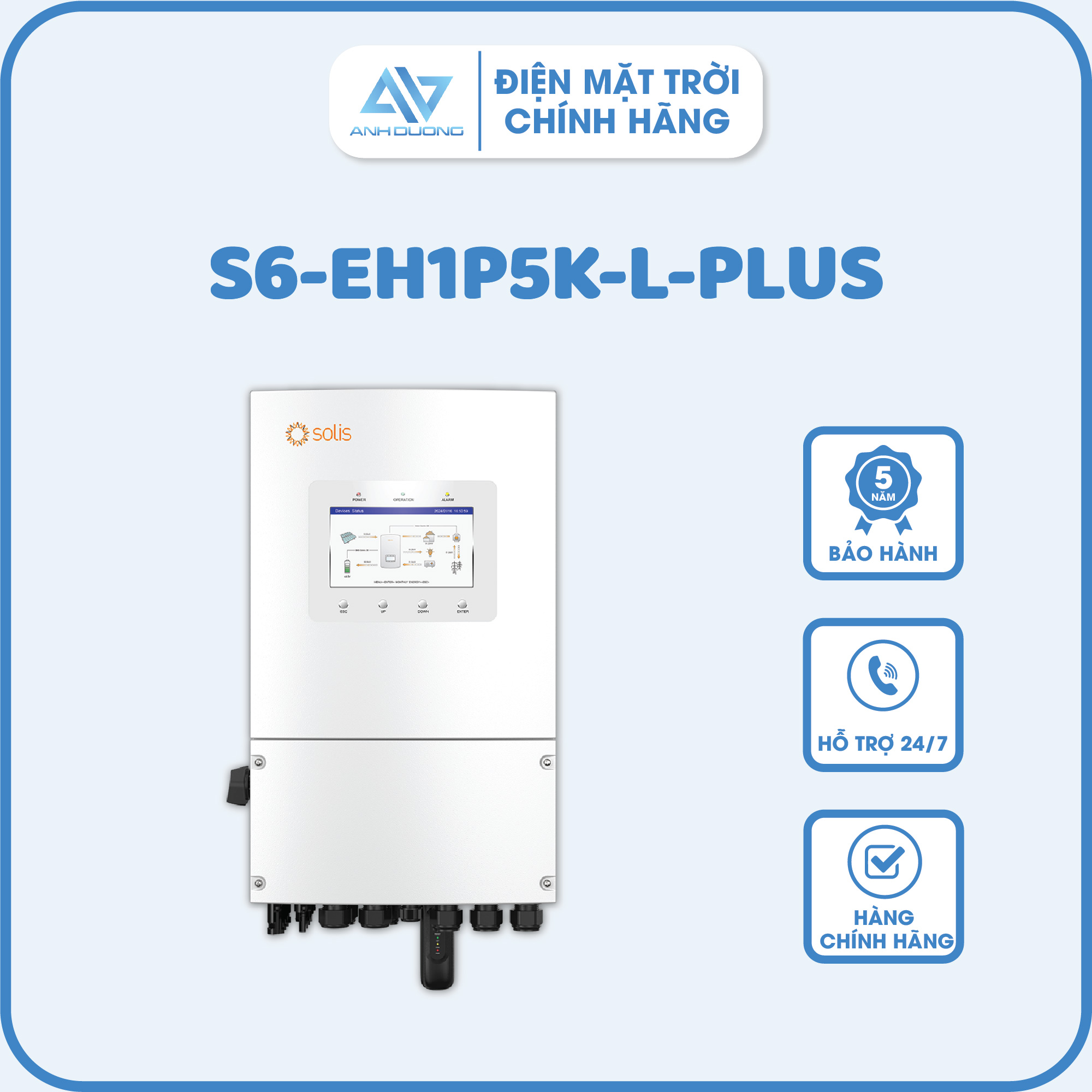 Inverter hybrid Solis S6-EH1P5K-L-PLUS - Inverter Hybrid Hùng Việt