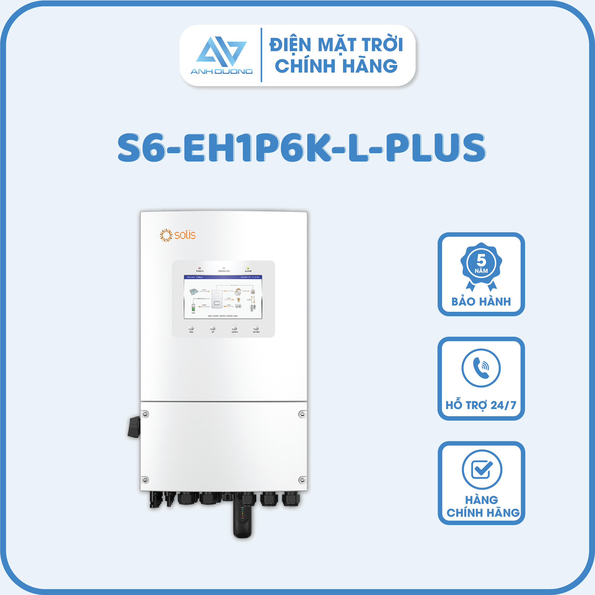 Inverter hybrid Solis S6-EH1P6K-L-PLUS - Inverter Hybrid Hùng Việt