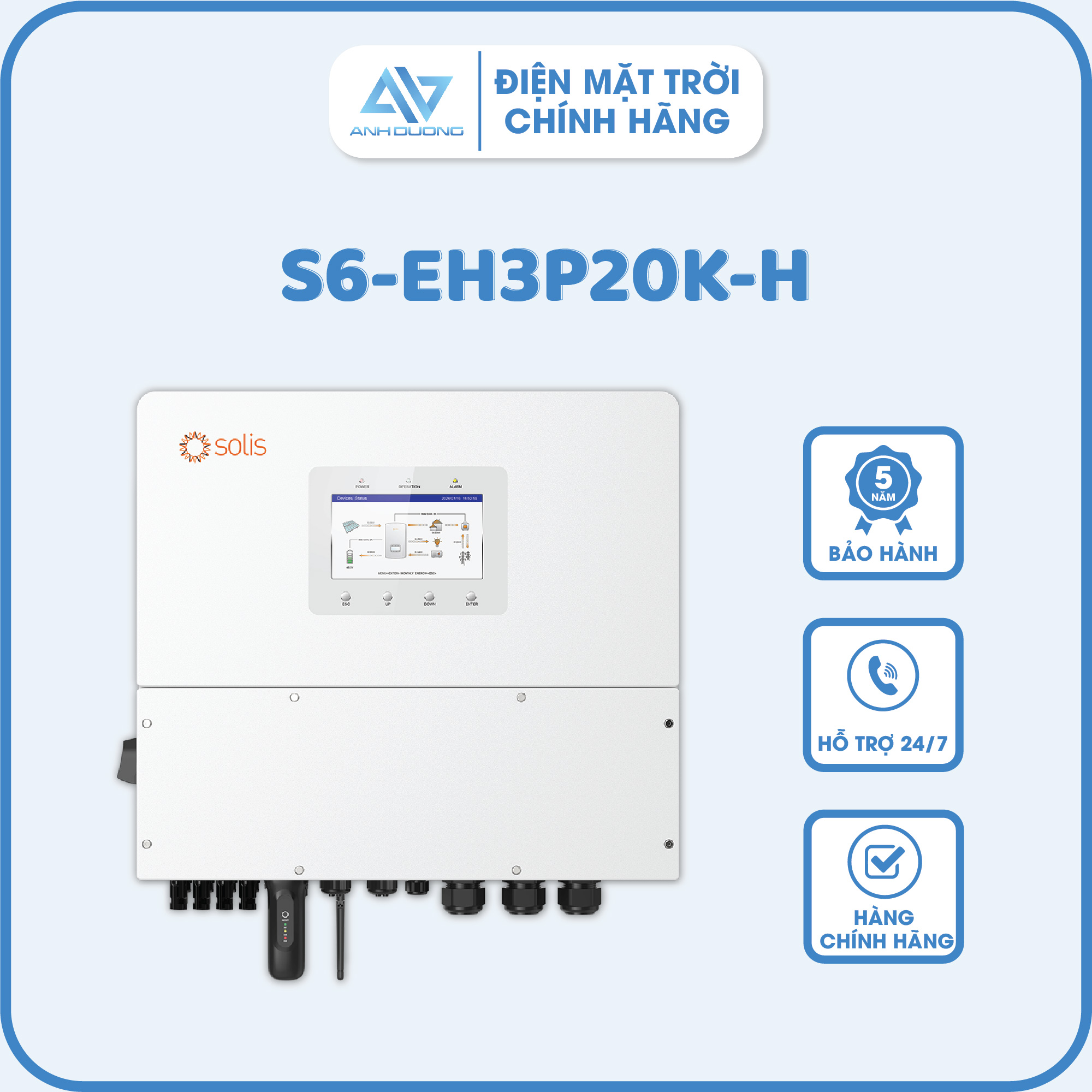 Inverter hybrid Solis S6-EH3P20K-H - Inverter Hybrid Hùng Việt