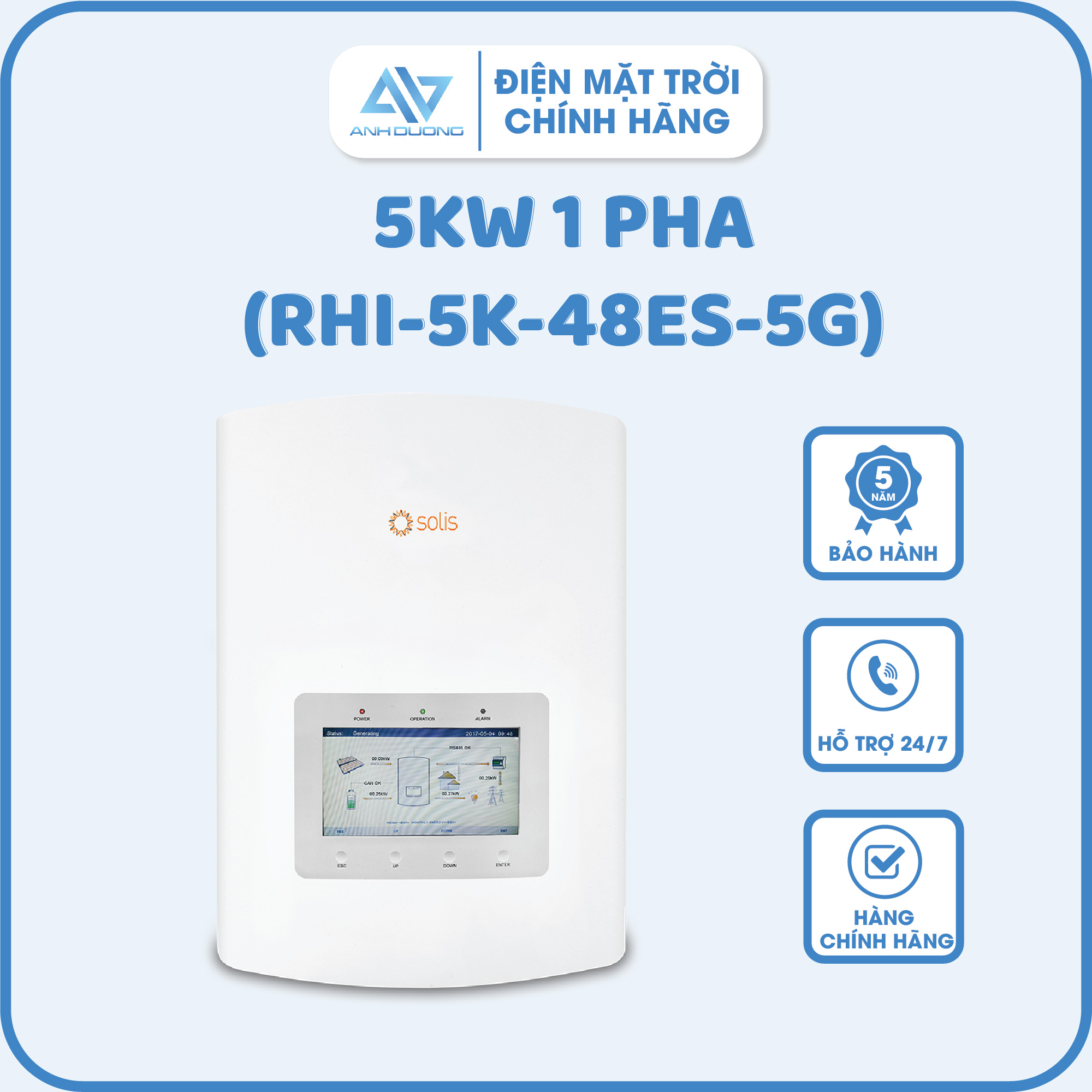 Inverter Solis Hybrid 5KW 1 pha (RHI-5K-48ES-5G)